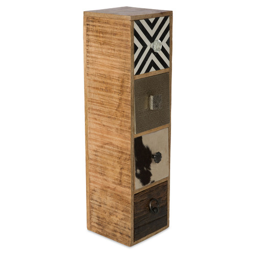 4 Drawer Cow Hide Wood Storage Unit Temple Webster