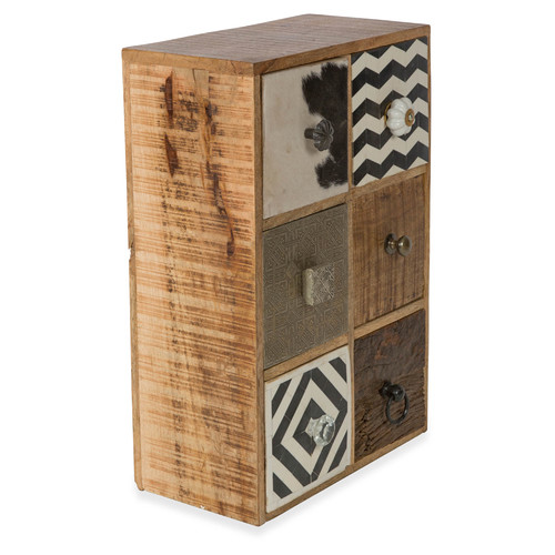 6 Drawer Cow Hide Wood Storage Unit Temple Webster