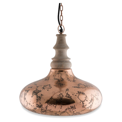 Copper And Wood Pendant Light 