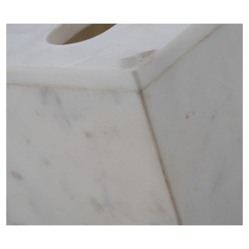 Essentra Home White Marble Square Tissue Box Cover - Blanc Collection