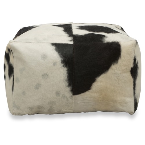 Lifestyle Traders Black & White Square Block Cowhide Ottoman | Temple ...