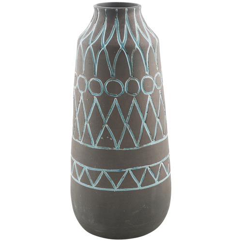 Blue And Dark Brown Mayan Large Ceramic Vase Temple Webster