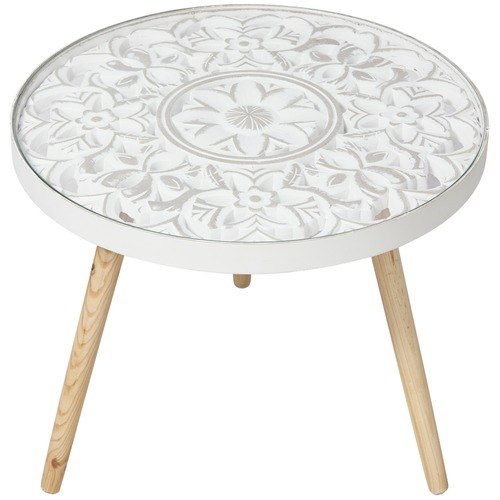 Lifestyle Traders White Washed Fleur Wooden Side Table Temple & ster
