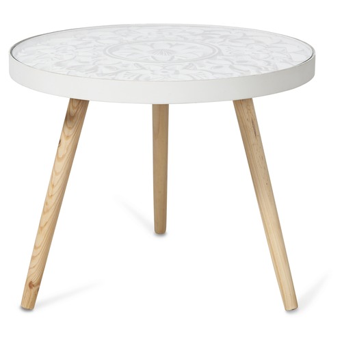 Lifestyle Traders White Washed Fleur Wooden Side Table Temple & ster