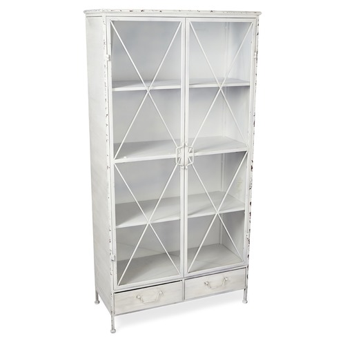 Antique White 2 Door Metal Bookcase Temple Webster