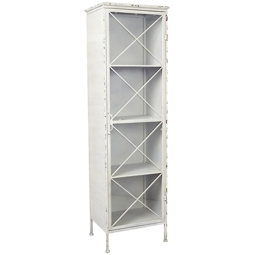 Antique White Single Door Metal Bookcase Temple Webster