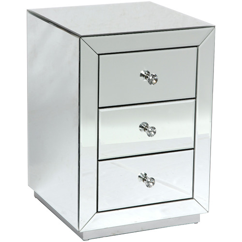 Silver Mayfair 3 Drawer Mirrored Side Table Temple Webster