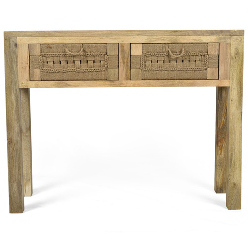 Lifestyle Traders Arizona Mango Wood & Jute Console Table Temple