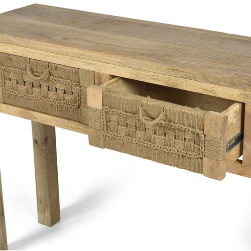 Lifestyle Traders Arizona Mango Wood & Jute Console Table Temple