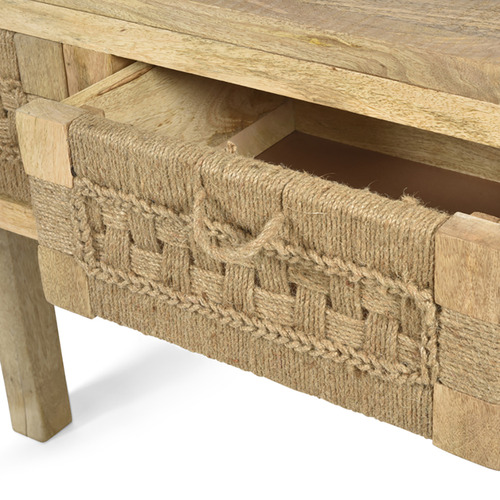 Lifestyle Traders Arizona Mango Wood & Jute Console Table Temple