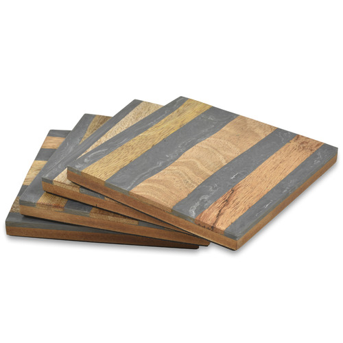 Wood & Resin Coasters (Set of 4)