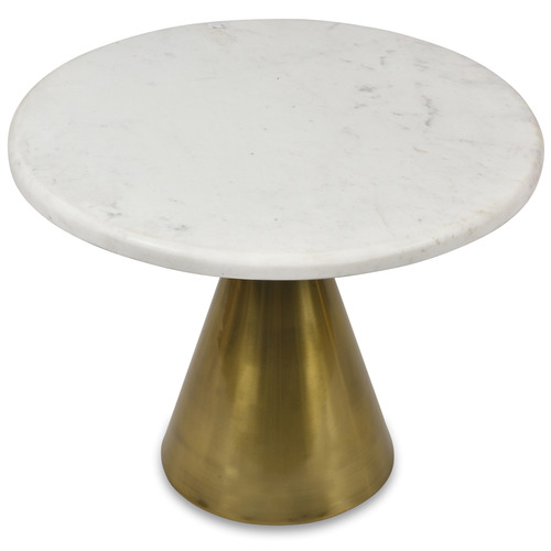 Lifestyle Traders Antique Brass Marble Pedestal Side Table Temple