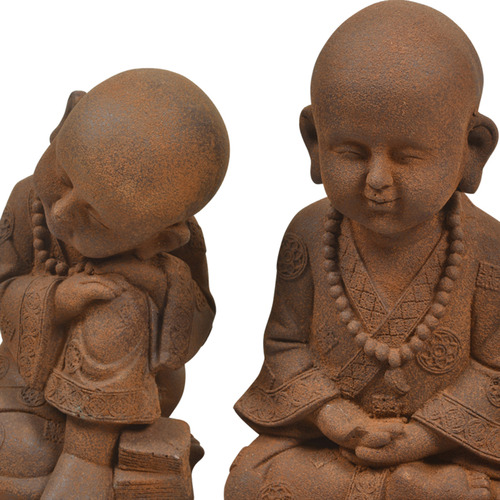 Lifestyle Traders 3 Piece Rust Banyu Buddha Statue Set | Temple & Webster