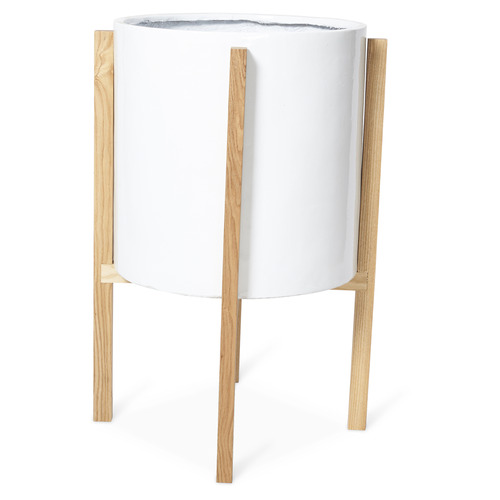 Lifestyle Traders White Concrete Planter on Stand Temple & ster