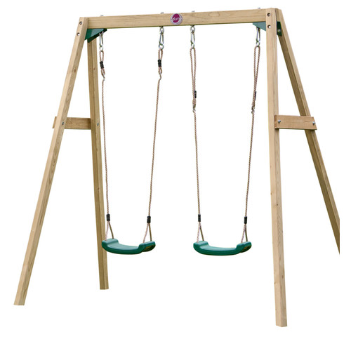 Plum Double Wooden Swing Set Temple & ster