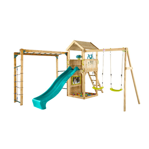 Plum Plum Wooden Lookout Tower with Swings & Monkey Bars Temple & ster