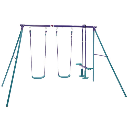 double swing set with glider