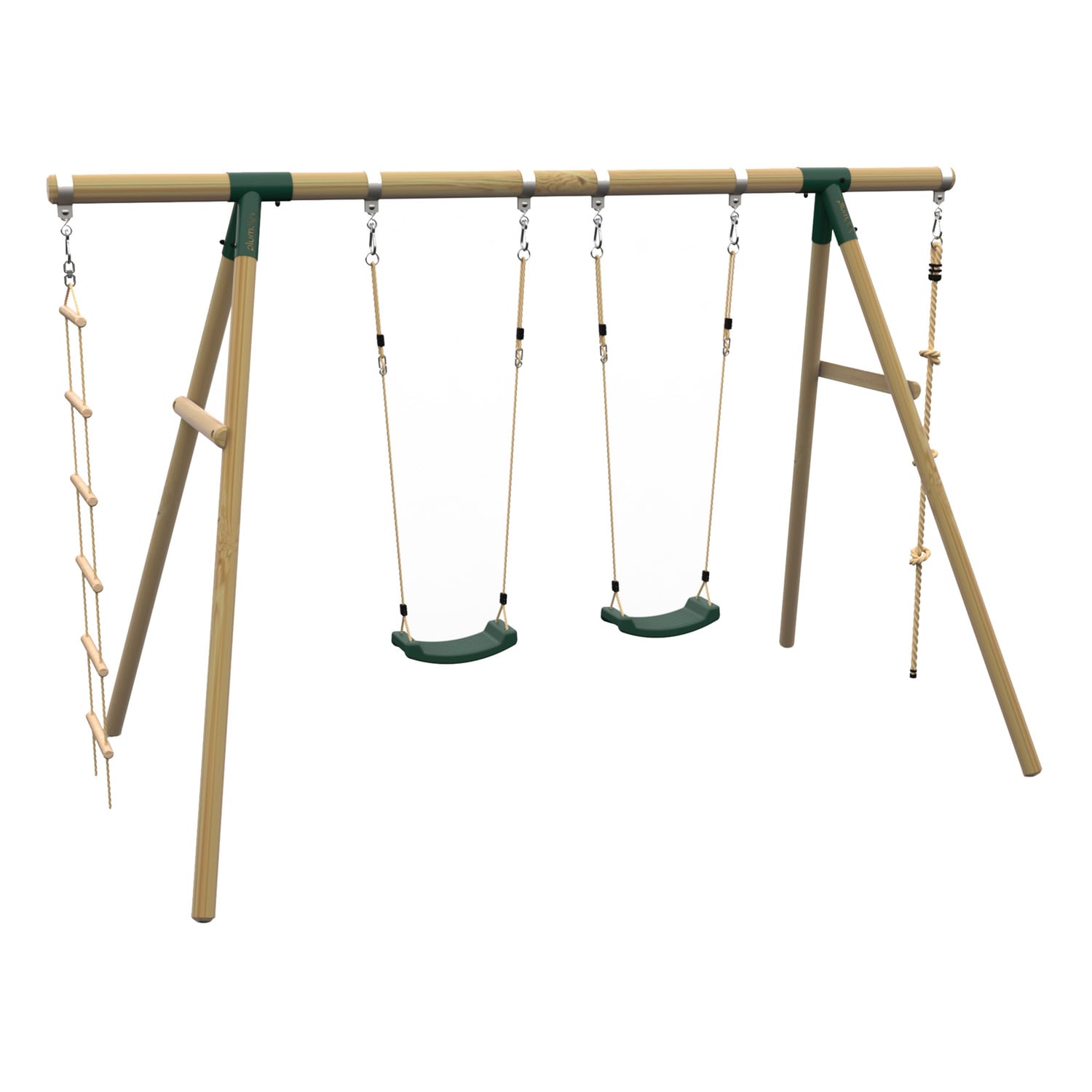 Plum Wooden Swing Set with Climbing Rope & Ladder