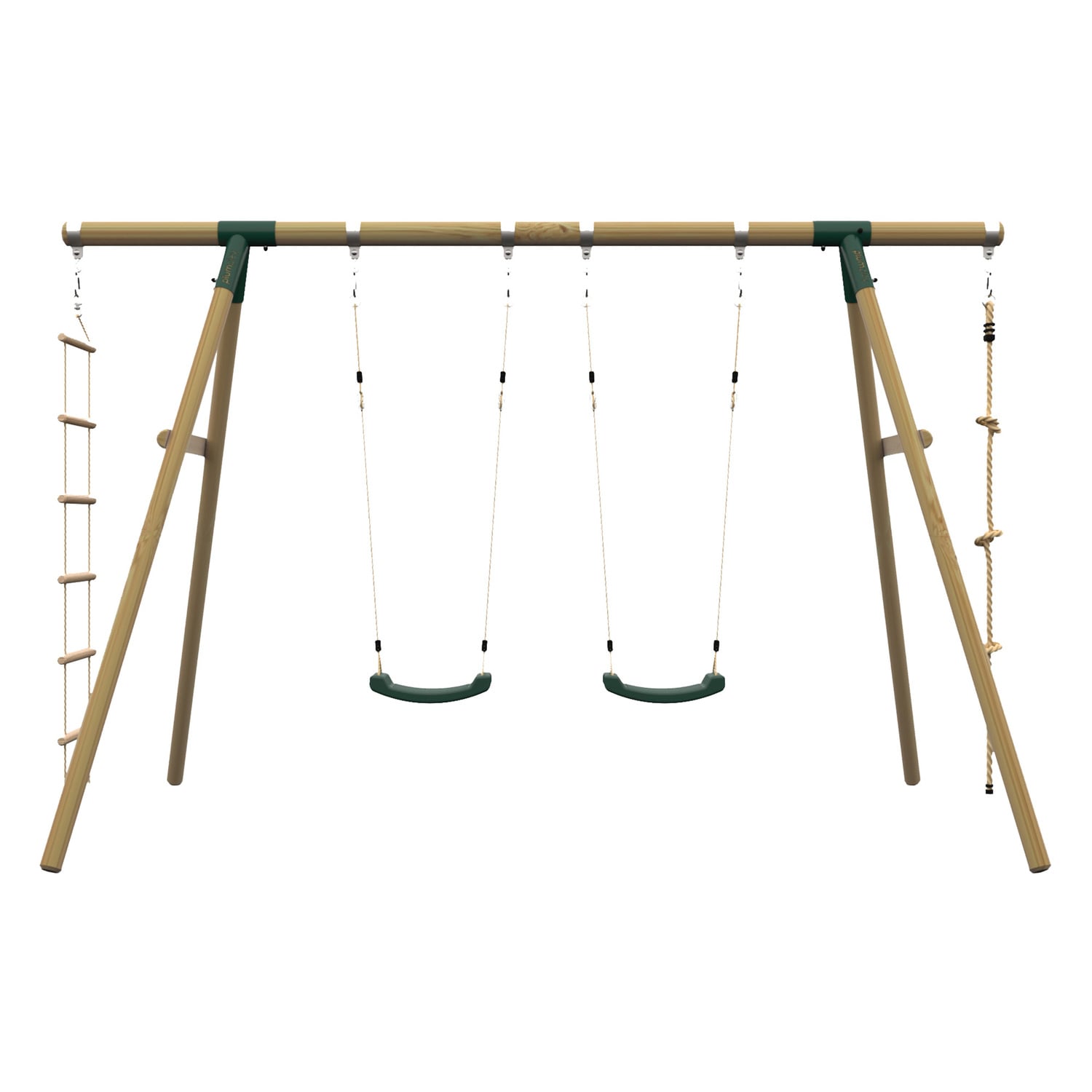 Plum Wooden Swing Set with Climbing Rope & Ladder