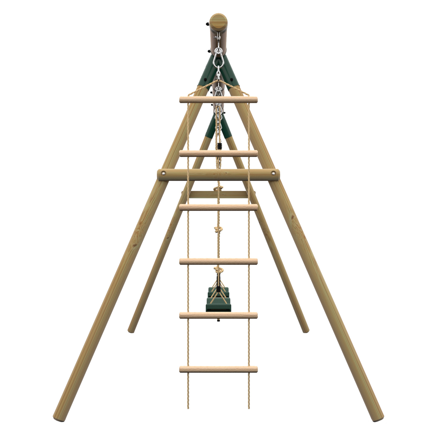 Plum Wooden Swing Set with Climbing Rope & Ladder