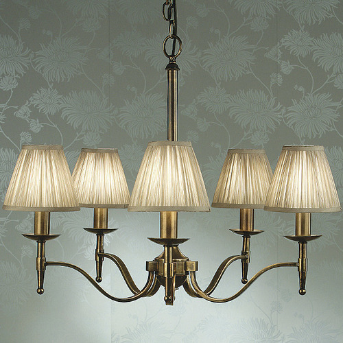 Stanford 5 Light Brass Chandelier in Taupe