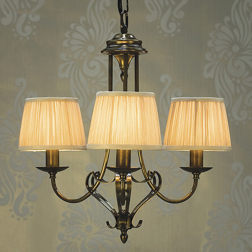 Zoya 3 Light Brass Chandelier - Sand