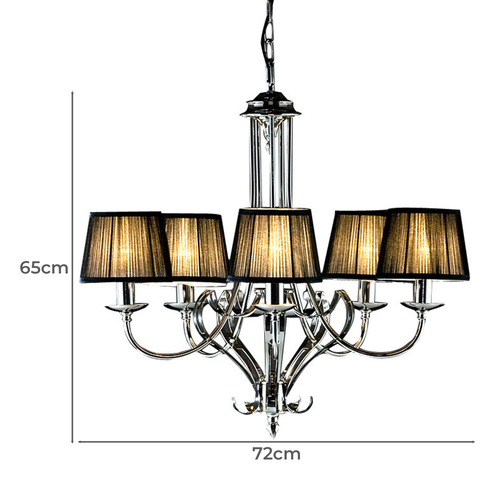 Zoya 5 Light Nickel Chandelier - Black