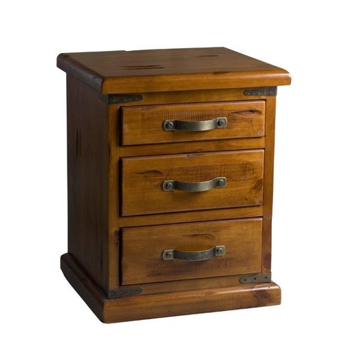 Sweet bedside table made of solid pine with three drawers with brand new quality metal cup Solid Pine Bedside Drawers