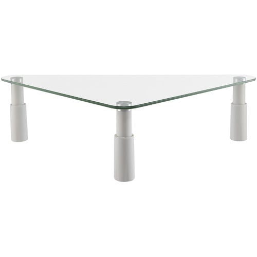 White Gromm Glass Triangular Monitor Riser