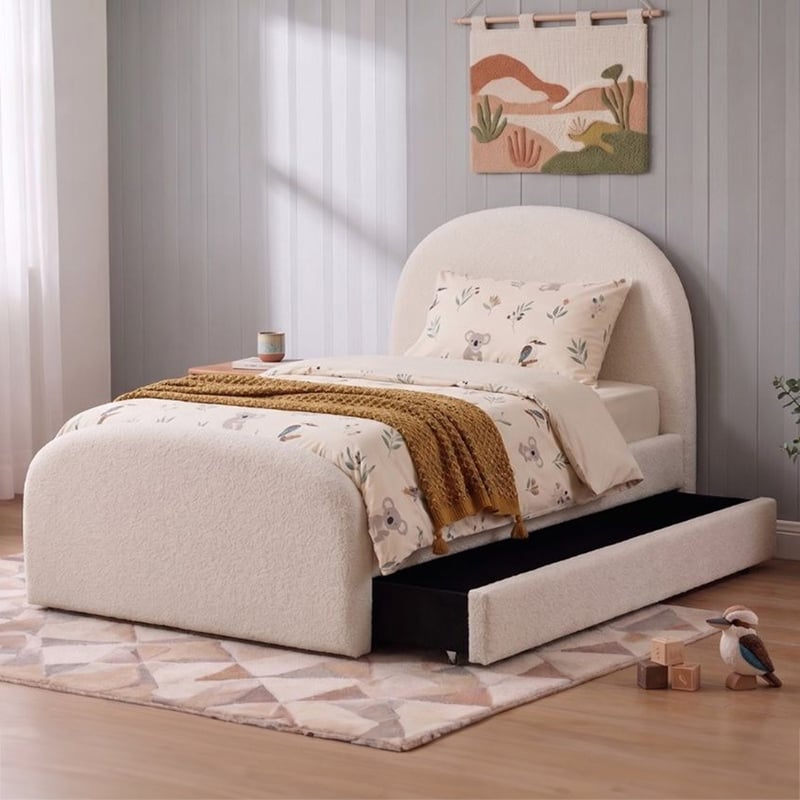 Eira Boucle King Single Bed with Trundle
