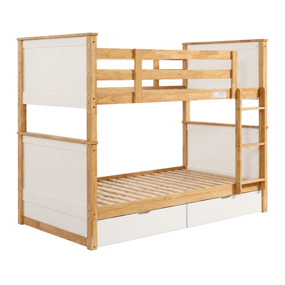 Midson King Single Rubberwood Bunk Bed with Drawers