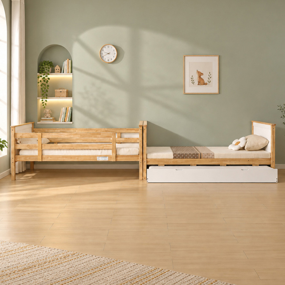 Midson King Single Rubberwood Bunk Bed with Trundle