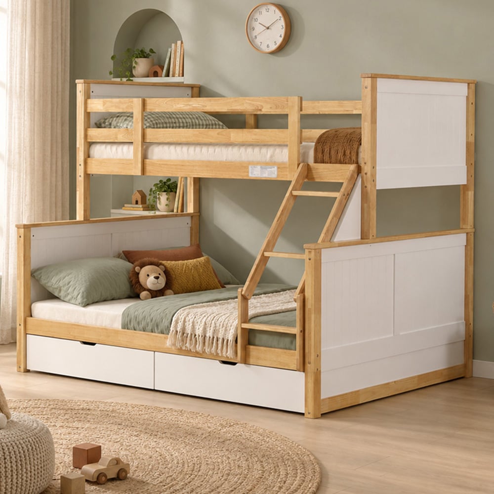 Richmond Single Over Double Rubberwood Bunk Bed with Drawers