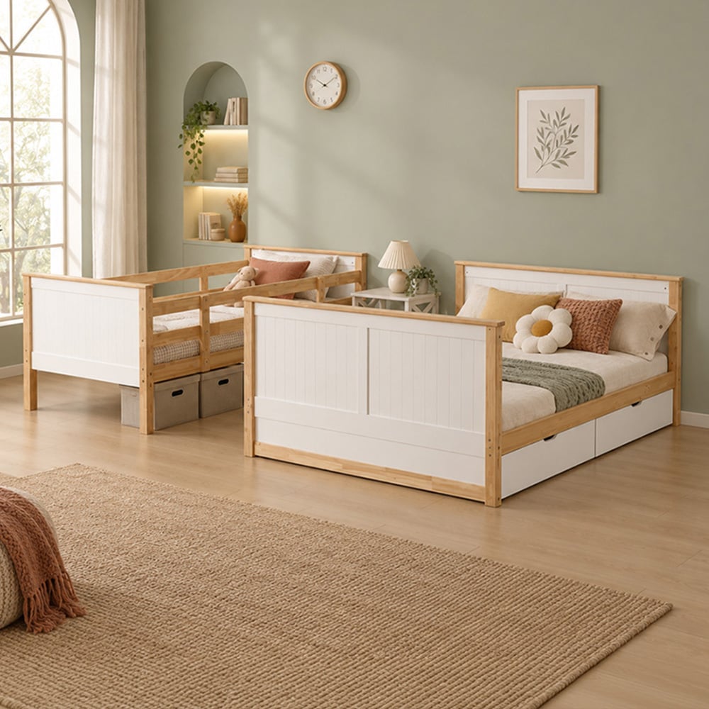 Richmond Single Over Double Rubberwood Bunk Bed with Drawers
