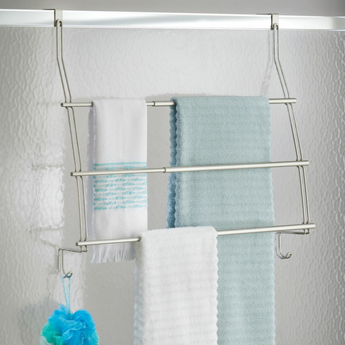 InterDesign Silver Neo Expandable OverTheDoor Towel Rack Temple