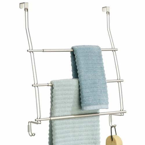 InterDesign Silver Neo Expandable OverTheDoor Towel Rack Temple