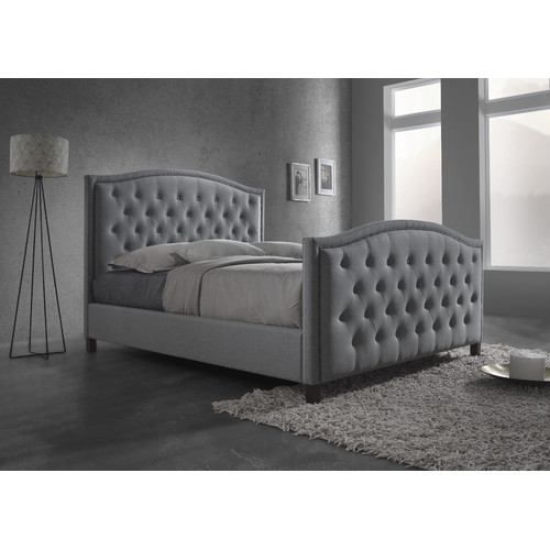 VIC Furniture Light Grey Luxury Queen Bed Frame & Reviews Temple