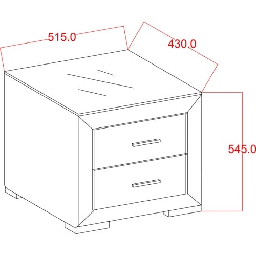 VIC Furniture Oat White Fabric Bedside Table With Glass Top Temple & ster