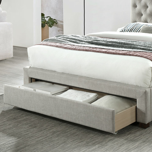 IQKids&Furniture Grey Kiev Upholstered Bed Frame with Storage & Reviews