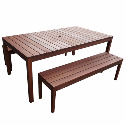 6 Seater Outdoor Table Bench Set, Outdoor Table With Umbrella Hole Australia