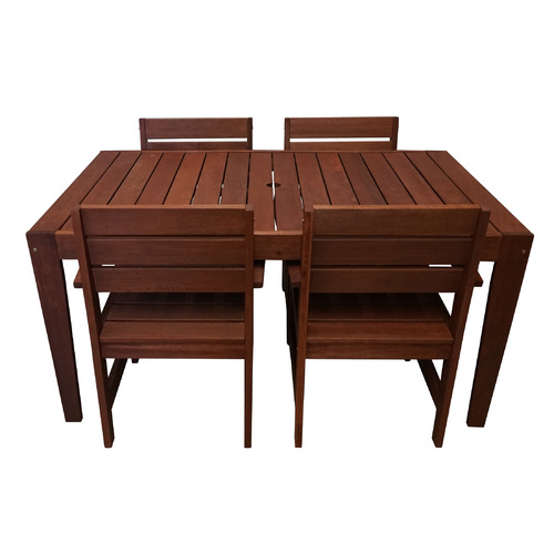 4 Seater Lazio Shorea Wood Dining Table & Armchair Set