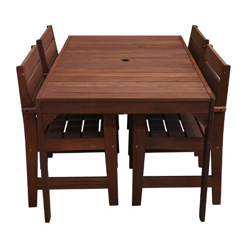 4 Seater Lazio Shorea Wood Dining Table & Armchair Set