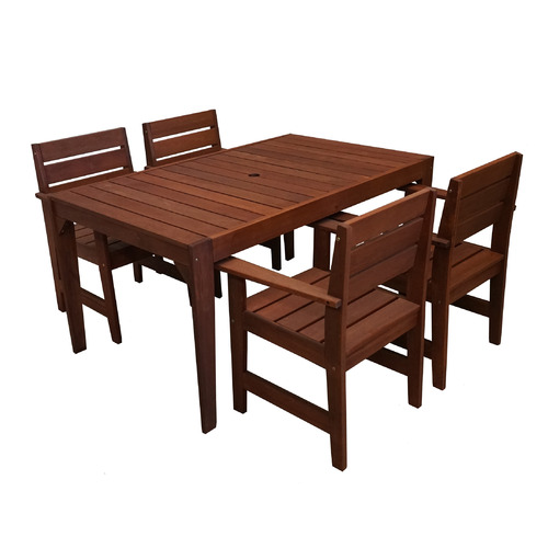 4 Seater Lazio Shorea Wood Outdoor Dining Table & Armchair ...
