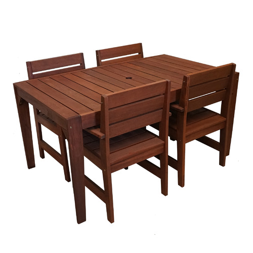 4 Seater Lazio Shorea Wood Dining Table & Armchair Set