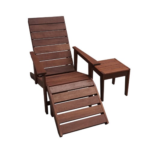 Lazio Shorea Wood Deck Chair & Stool Set
