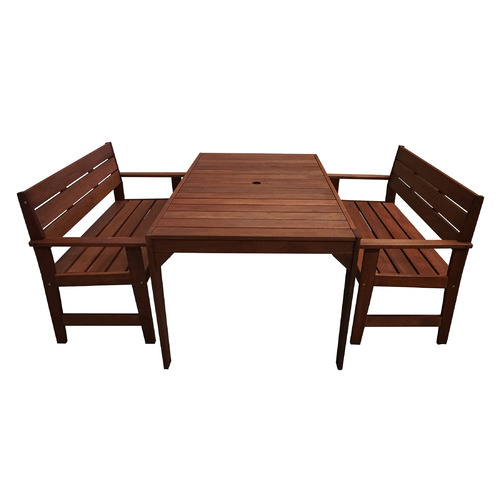 4 Seater Lazio Shorea Wood Dining Table & Bench Set