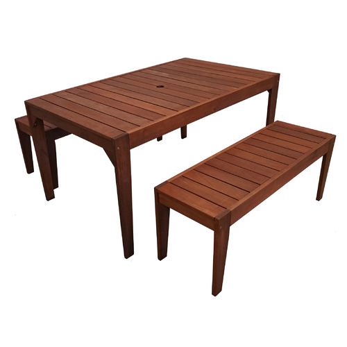 4 Seater Lazio Shorea Wood Dining Table & Backless Bench Set
