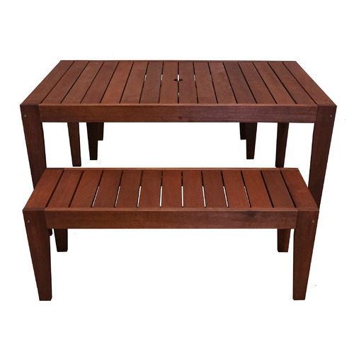 4 Seater Lazio Shorea Wood Dining Table & Backless Bench Set