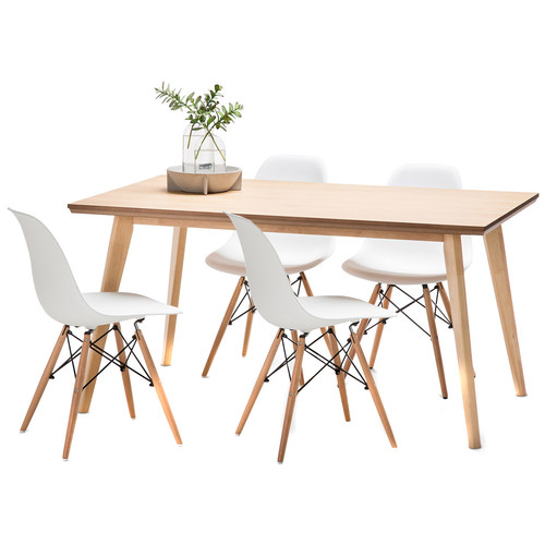 Continental Designs Wyatt Dining Table Set with 4 Eames Replica Chairs ...