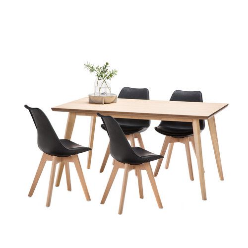 Continental Designs Wyatt Dining Table Set with 4 Padded Eames Replica ...